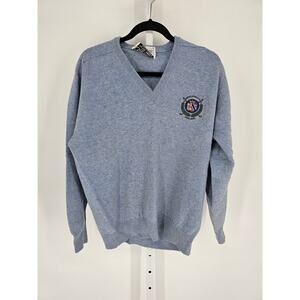 Vintage Glenmuir Mens Sz XL Lambswool V Neck Sweater Light Blue England